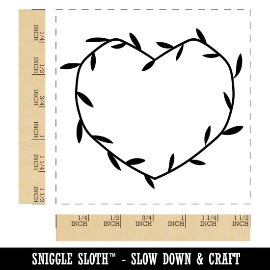 Heart Shaped Rustic Wreath Wedding Decor Self-Inking Rubber Stamp Ink Stamper Black {1}