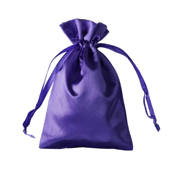 60 pcs 4x6 Satin Favor Drawstring Bags Purple {1}