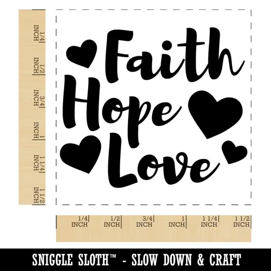 Faith Hope Love with Hearts Self-Inking Rubber Stamp Ink Stamper Black {1}