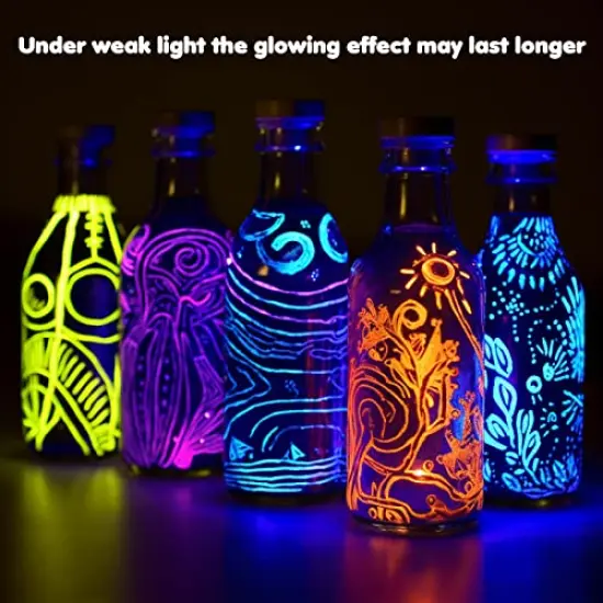 10 Colors Glow in the Dark Paint, 3D Permanent Acrylic Textile Paint (20 ml/0.68 oz), Neon Craft Painting Fabric Paint for Clothes, Canvas, T-Shirt, Ideal for Art Supplies and {4}