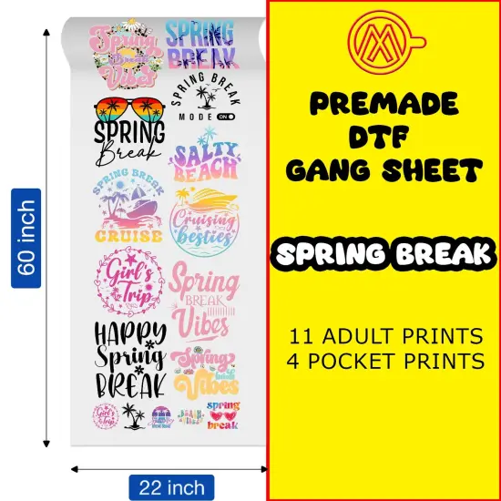 Spring Break Vibes Direct-to-Film Transfer Gang Sheets - 22x60 {1}