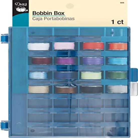 Storage, Holds 32 (Included) Bobbin Box, Blue {2}