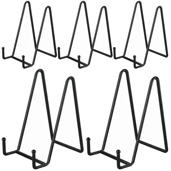 IBosins 5 Pack 6 Inch Plate Holder Display Stands, Metal Black Frame Stand for Picture, Book, Photo Easel, Creation, Collectibles {1}