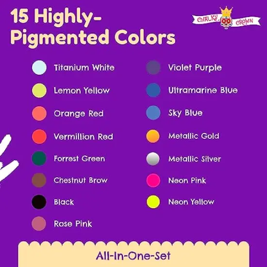 15 Colors Permanent Fabric Paint for Clothes, Fabric Paint for Canvas Textile Paint Cloth Paint Fabric Paint Set Fabric Paints Child Safe Paint for Fabric with 10 Brushes & Storage Box (60ml each) {4}