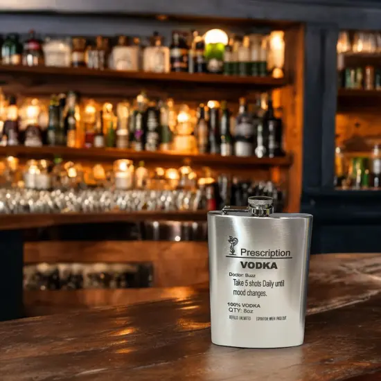 8oz Prescription Vodka Stainless Steel Flask {6}