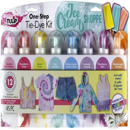 One-Step Tie-Dye Kit Tulip Fabric Dye 44269 Fdy Lg 2.75Oz Ice Cream Shoppe 8-Color Kit, Pastel {2}