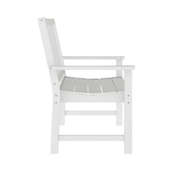 Merrick Lane Cressly All Weather Recycled HDPE Bench for Indoor and Outdoor Use White {5}