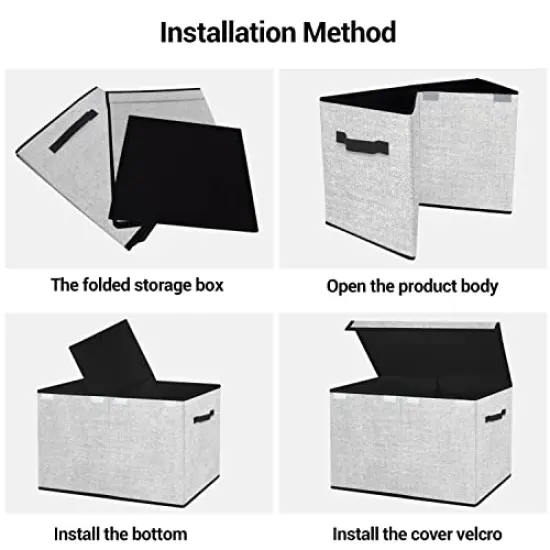 Large Toy Box Storage Chest for Girls Kids,Collapsible Toy Bin Organizer Basket with Lids for Blanket,Toys,Toddler,Nursery,Playroom (White) {4}