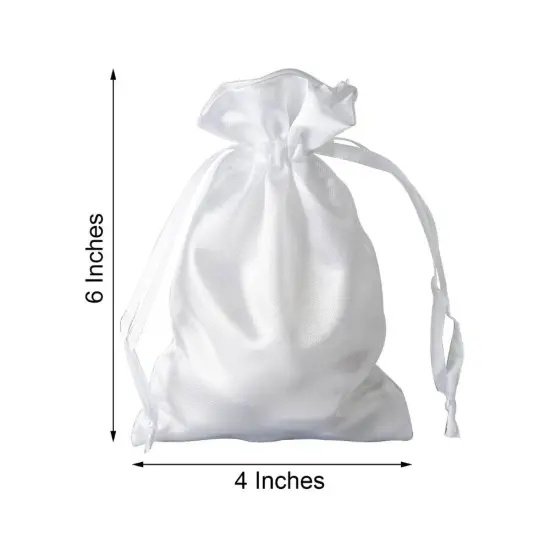 60 pcs 4x6 Satin Favor Drawstring Bags White {2}