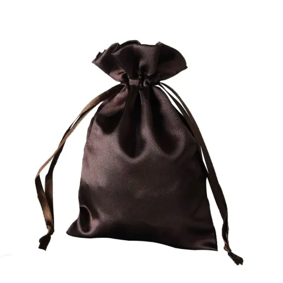 60 pcs 4x6 Satin Favor Drawstring Bags Chocolate brown {3}