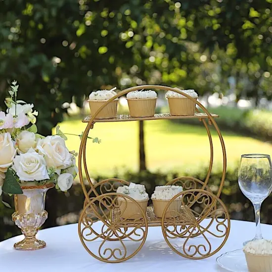 14 in Gold 2 Tier Cinderella Carriage Cupcake Dessert DISPLAY STAND {2}