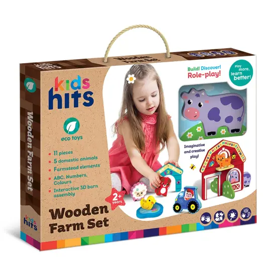 Kids Hits: Unleash Creativity with the Wooden Farm Set - Building, Matching, and Imaginative Play for Little Explorers! {5}