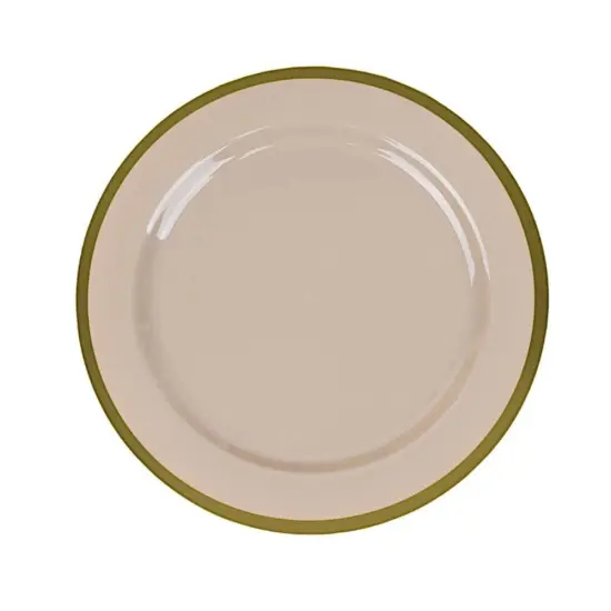 Round Plastic Dessert Plates with Gold Rim Taupe & gold {1}