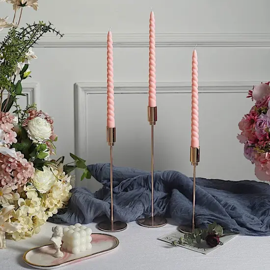 12 Unscented 11 in Long Spiral Premium Wax Taper CANDLES Rose gold {6}