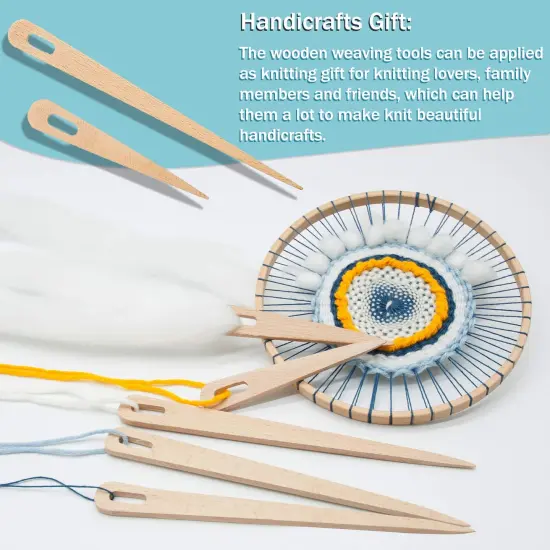 Wood Weaving Tools Set, with Crochet Needle and Comb Wooden Shuttles Stick for Inkle Loom Knitted DIY Craft Supplies {1}