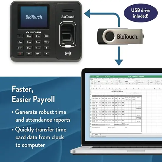 Acroprint&reg; Sonew Biometric Fingerprint Password Time Attendance Machine Employee Checking {7}