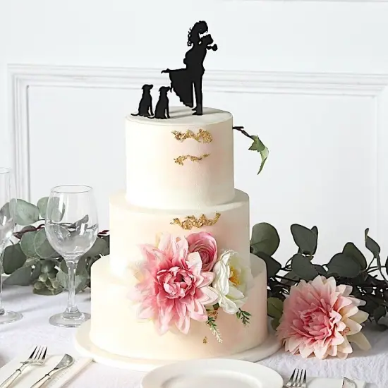 Black 7 in Bride Groom Pet Dogs Silhouette Acrylic CAKE TOPPERS {1}