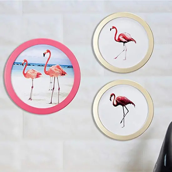 Mikos Honwa Round Picture Frame for Wall, Photo Frame Wall Decor Wood Photo Frame for Home Office Wall Decor 6in Gold {3}