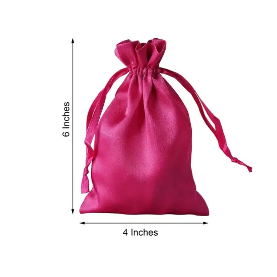 60 pcs 4x6 Satin Favor Drawstring Bags Fuchsia {2}
