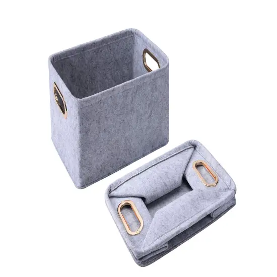 Storage Bins Foldable Felt Fabric Storage Basket Organizer Boxes Containers with Handles Metal Handles for Nursery Toys,Kids Room,Clothes,Towels,Magazine {3}
