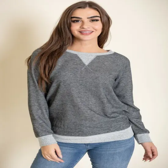 Terry Crew Neck Tunic Top | RADYAN&reg; Charcoal {1}