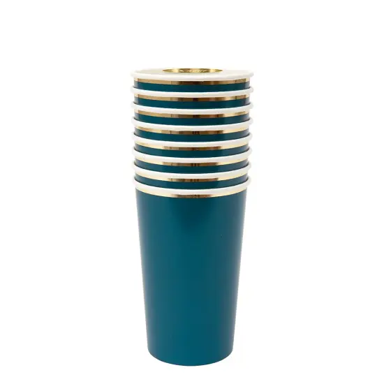 Teal Simply Solids Highball Cup with Gold Foil Trim – 8 Pack, 13oz {2}