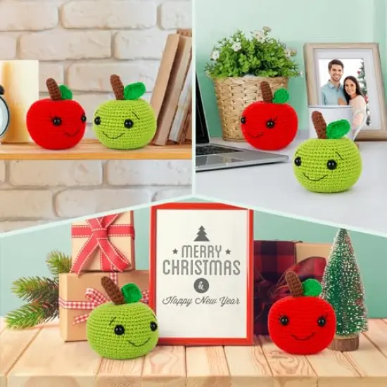 Crochet Kit for Beginners, Beginner Crochet Starter Kit with Step-by-Step Video Tutorials, Learn to Crochet Kits for Adults Kids, DIY Knitting Supplies, Apple Couple (40%+ Yarn) {4}