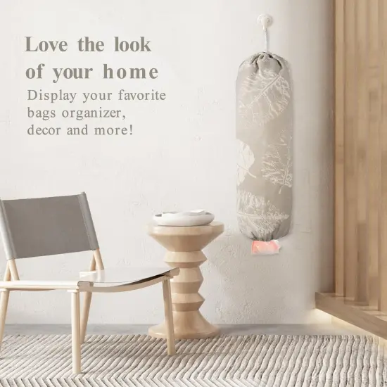 Plastic Bag Holder, Wall Mount Plastic Bag Organizer Dispenser, Heavy Duty Grocery Bag Storage Holder for Home Kitchen Camper (Tablet Leaves) {5}