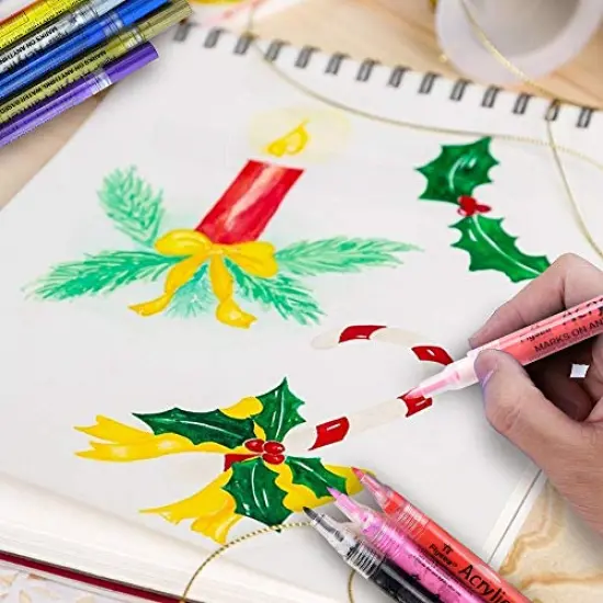 esonstyle Acrylic Paint Pens, Paint Markers Extra-fine Tip, 12 Colors Paint Pens for Rock Painting, Wood, Ceramic, Glass, Stone, Fabric & DIY Mug Design {6}