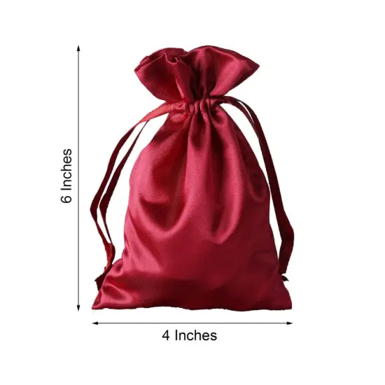 60 pcs 4x6 Satin Favor Drawstring Bags Burgundy {2}