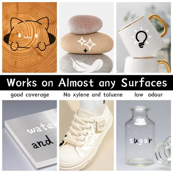 White and Black Permanent Markers Paint Pens-2 Pack Oil Based Paint Markers, Medium Tip, Quick Drying Paint Pens for Wood, Metal, Rock Painting, Mugs, Fabric, Canvas, Clothes, Plastic Marking {5}