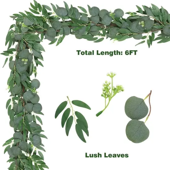 Artificial Eucalyptus and Willow Garland {4}