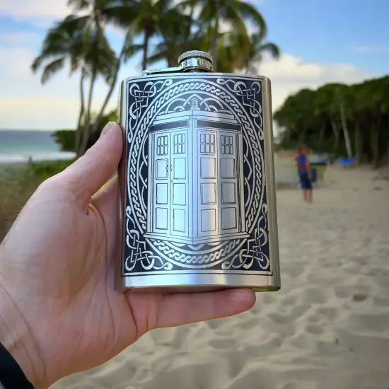 8oz Police Call Box Celtic Stainless Steel Flask {2}