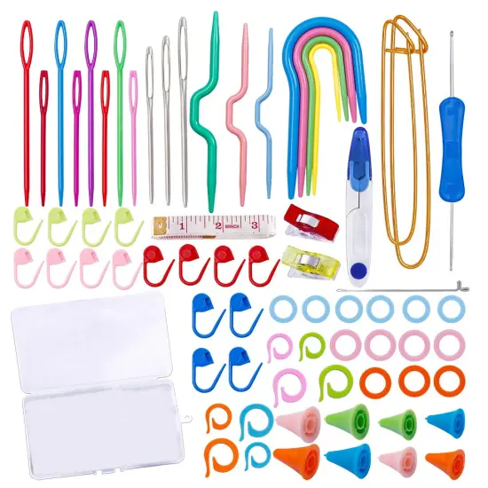 91 Pieces Complete Knitting and Crochet Accessories,Knitting Supplies Kit with Knitting Stitch Markers Plastic Sewing Needles Cable Needles for Knitting Sewing Kit {2}