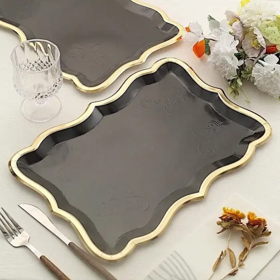 14 in Rectangular Paper Serving Trays Royal blue and gold {4}