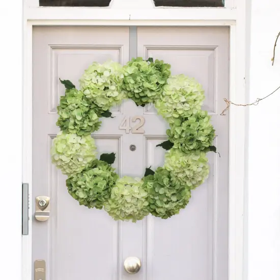2-Pack: 24" Mixed Green Hydrangea Wreath with Grapevine Ring, Floral Home by Artificial Flowers {4}
