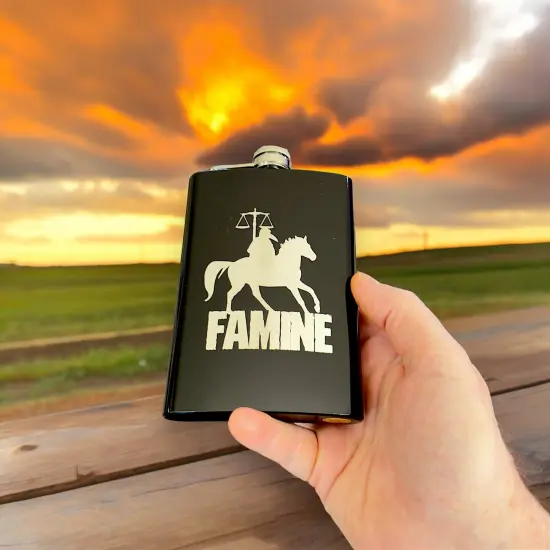 8oz BLACK Famine Four Horsemen of the Apocalypse Flask {2}