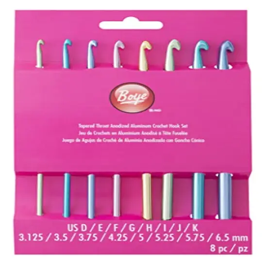 Crochet Set Alum Sz Notion, Hook sizes: 3.125-6.5 mm, US D-K, Assorted {2}