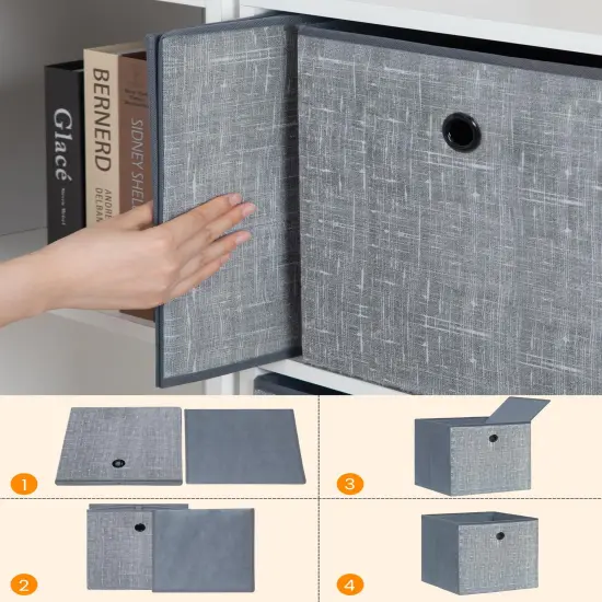 6 Pieces Storage Cubes, 11.8-Inch Foldable Cube Storage Bin with Handles,Cube Storage Baskets for Organizing, Closet Organizers for Shelves, Bookcase, Grey SC07030W {4}