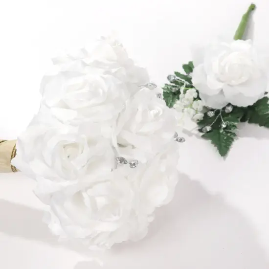 100-Pack: Soft White Silk Rose Picks, 8" Stems, 3" Wide, Realistic Faux Floral Arrangement for Home & Event Decor by Floral Home&reg; {2}
