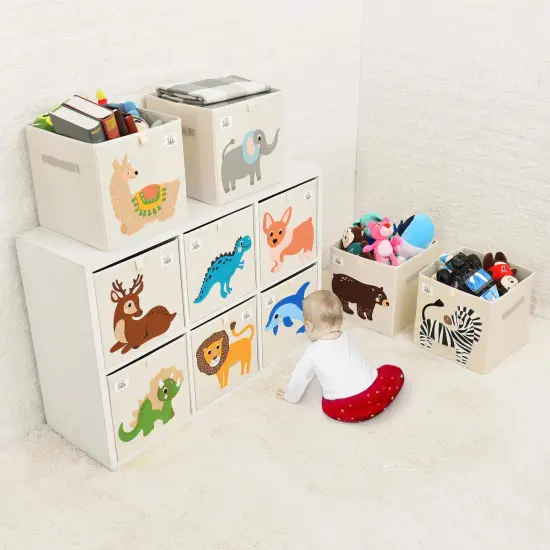 Foldable Animal Cube Storage Bins Fabric Toy Box/Chest/Organizer for Toddler/Kids Nursery, Playroom, 13 inch (Dog) {4}