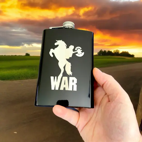 8oz BLACK War Four Horsemen of the Apocalypse Flask {2}