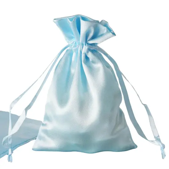 60 pcs 4x6 Satin Favor Drawstring Bags Blue {3}