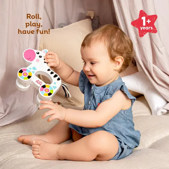 Kids Hits: Colorful Wooden Push & Pull Toy Pull-Along Zebra - A Fun Companion for Toddler Exploration! {2}
