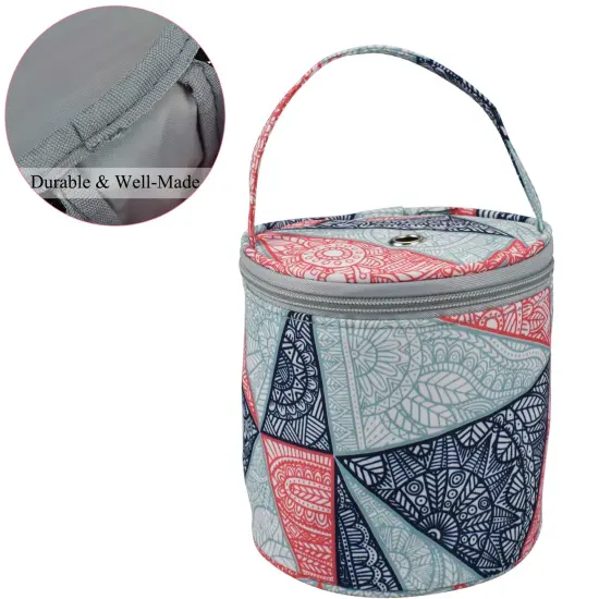 Small Yarn Storage Bag, Mini Knitting Bag Yarns Drum Case for Carry Yarn Ball, Crochet Kits, Knitting Supplies and Sewing Accessories, for Beginner, Crocheter and Crafter, Blue {4}