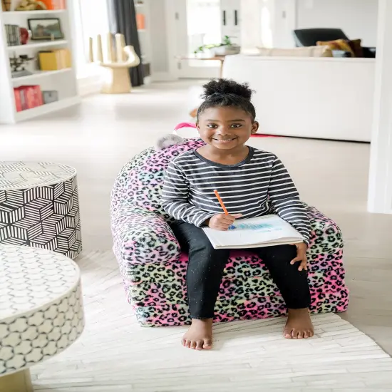 Soft Landing Elite Premium Character Sofa Seat & Transformable Fold-Out Lounger with Carrying Handle - Leopard {3}