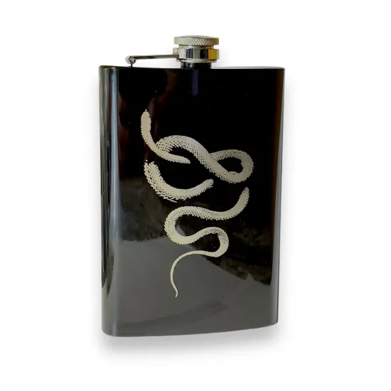 8oz Snake Coil Black Flask {1}