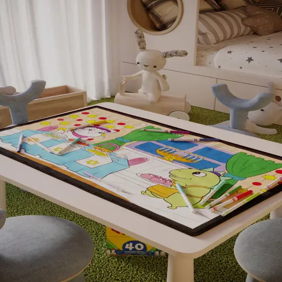 Hanukkah Kids Gift Washable Coloring Rug Coloring Poster Book Pages Chanukah Placemat Tablecloth Decoration Ornament Toddler Kindergarten {2}