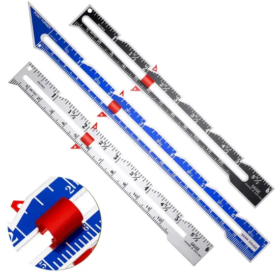 3 PCS Sewing Gauge Sewing Measuring Tool Metal Sliding Gauge Fabric Quilting Ruler Seam Measuring Gauge for DIY Fabric Crafts Quilting Knitting Sewing Hemming Measuring Supplies, 3 Styles {3}