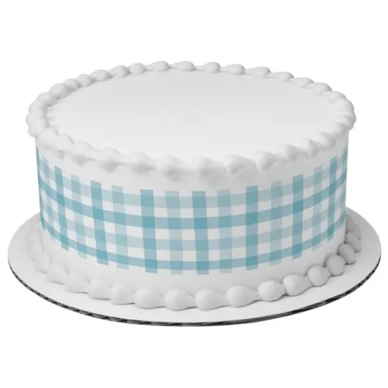 Blue Gingham Edible Cake Topper Image Strips {1}
